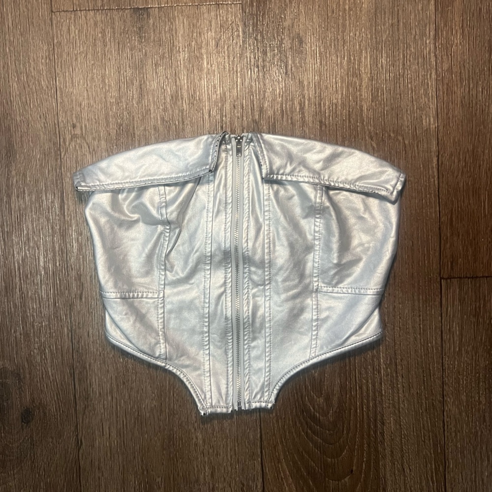Silver corset crop top